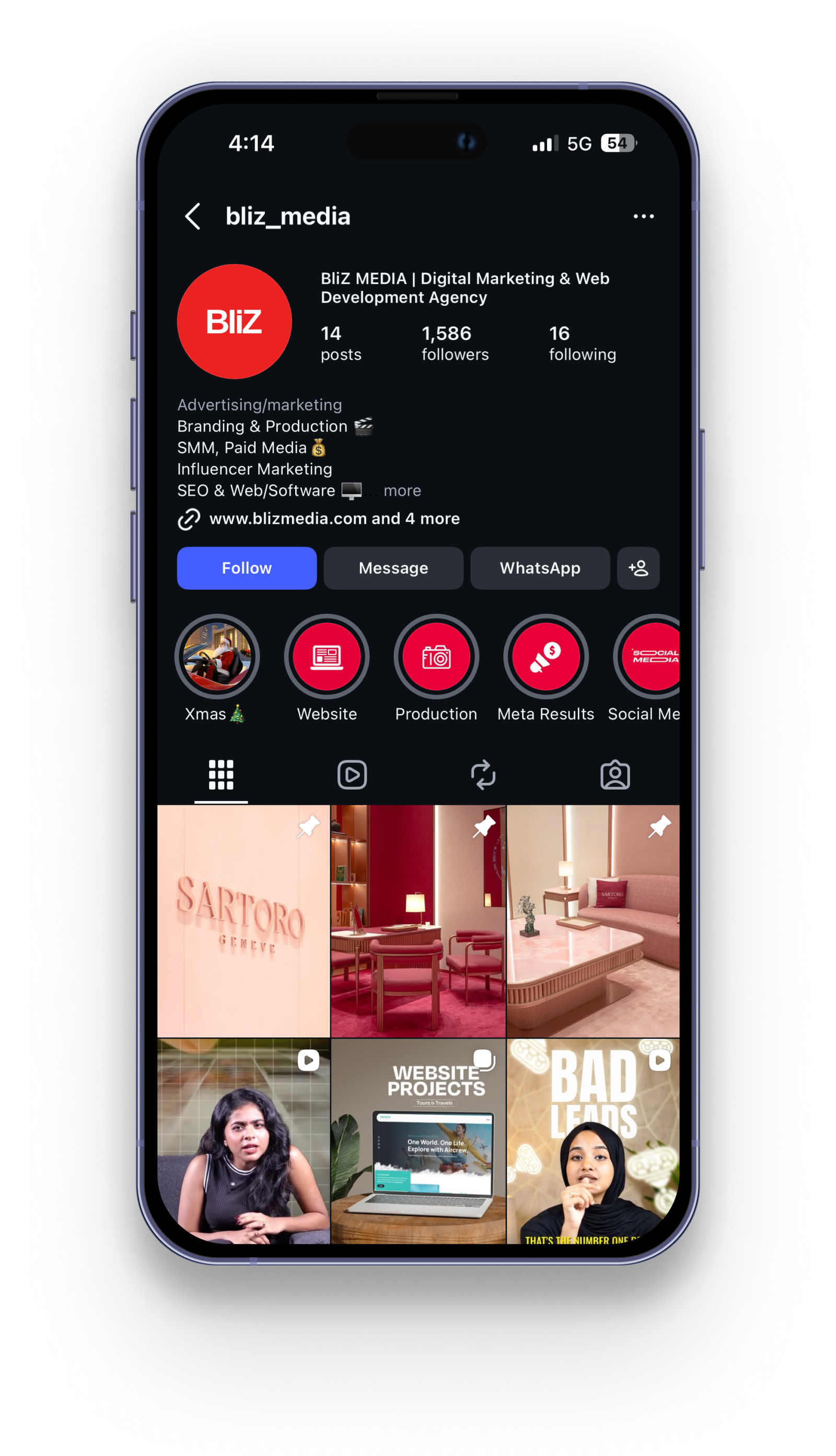 Bliz Media Instagram Page